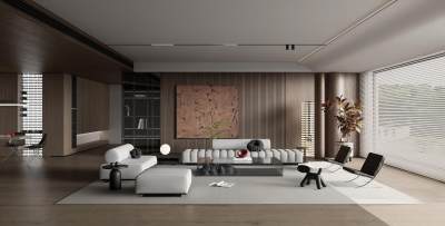 现代客厅 沙发茶几组合 休闲椅 落地灯 餐桌椅